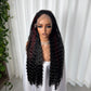 Long deep wave wig in black with burgundy highlights, Black with Burgundy Highlights option photo