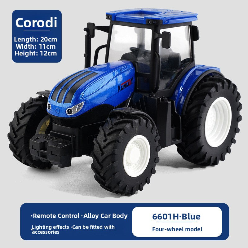 Green toy tractor and matching farm trailer from the 1:24 remote control farm range