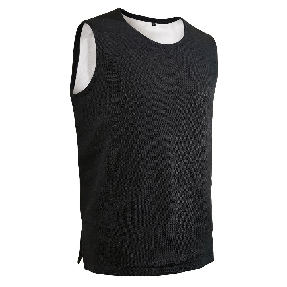 Quiet protection layered between cotton tee and outer coat