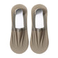 Khaki pair of men's invisible socks flat lay showing cotton sole and mesh upper
