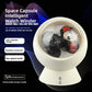 Dual dial cream watch winder on a rounded base holding two watches with light and power buttons