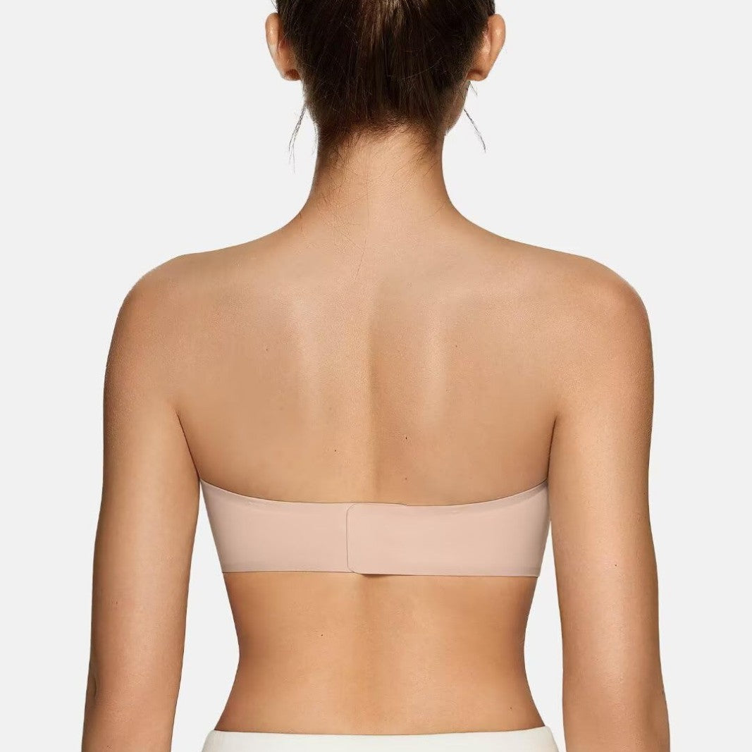 Angled view of the strapless push-up bra showing the rounded cup shape