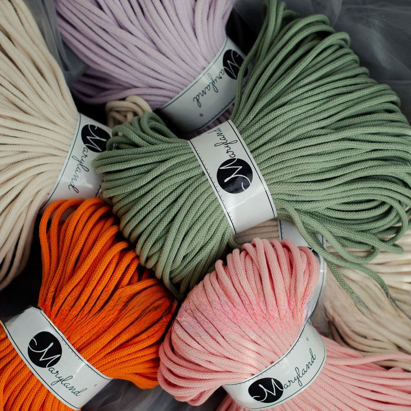 Skein of 5mm pure cotton hand knitting yarn for crochet and knitting projects