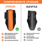Orange and black golf wrist support shown beside an older style with a narrow bar and two straps