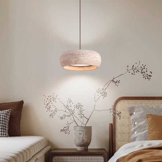 Minimalist Travertine LED Pendant Light with Dual Lighting