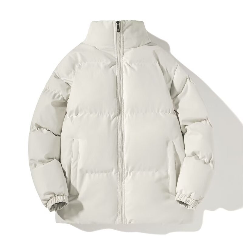 Men's padded puffer jacket cuff and dropped shoulder close view