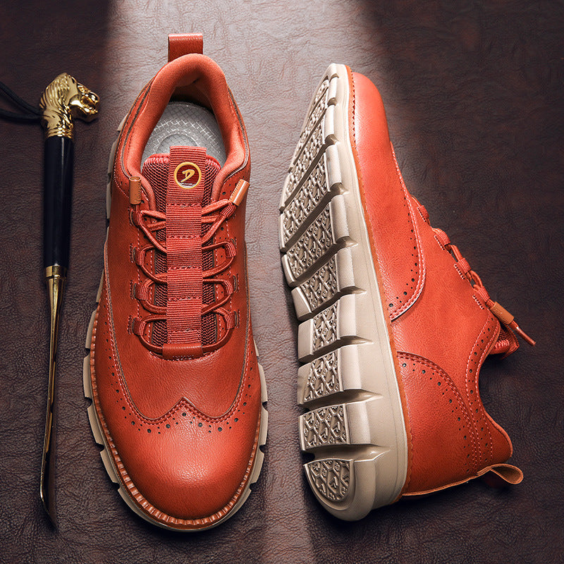 Rust orange wingtip brogue casual shoes with beige ribbed sole, size 41 option photo