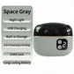 Space gray electric nail clipper beside a feature list: night light, USB charging, storage, child lock