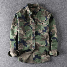 Mens Washed Camouflage Long Sleeve Shirt