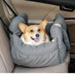 Padded car seat pet bed with raised bolster walls, carry handles and an inner clip detail of the padded bolster wall