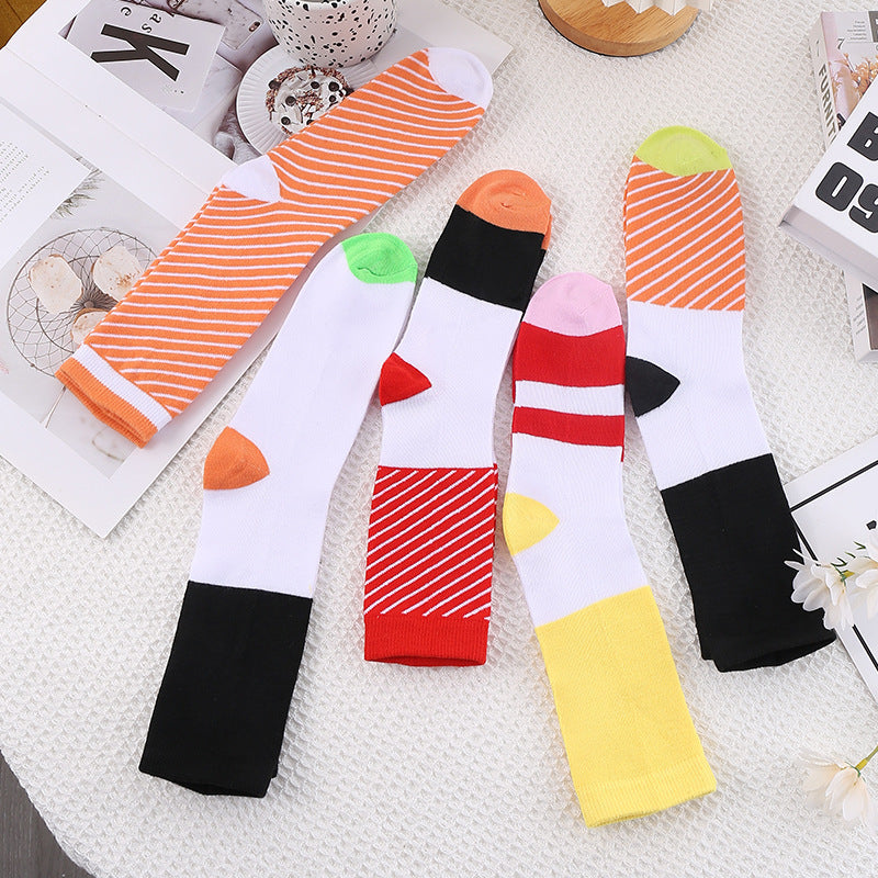 Womens novelty food pattern cotton socks, ice cream and pizza prints on a soft high tube crew length