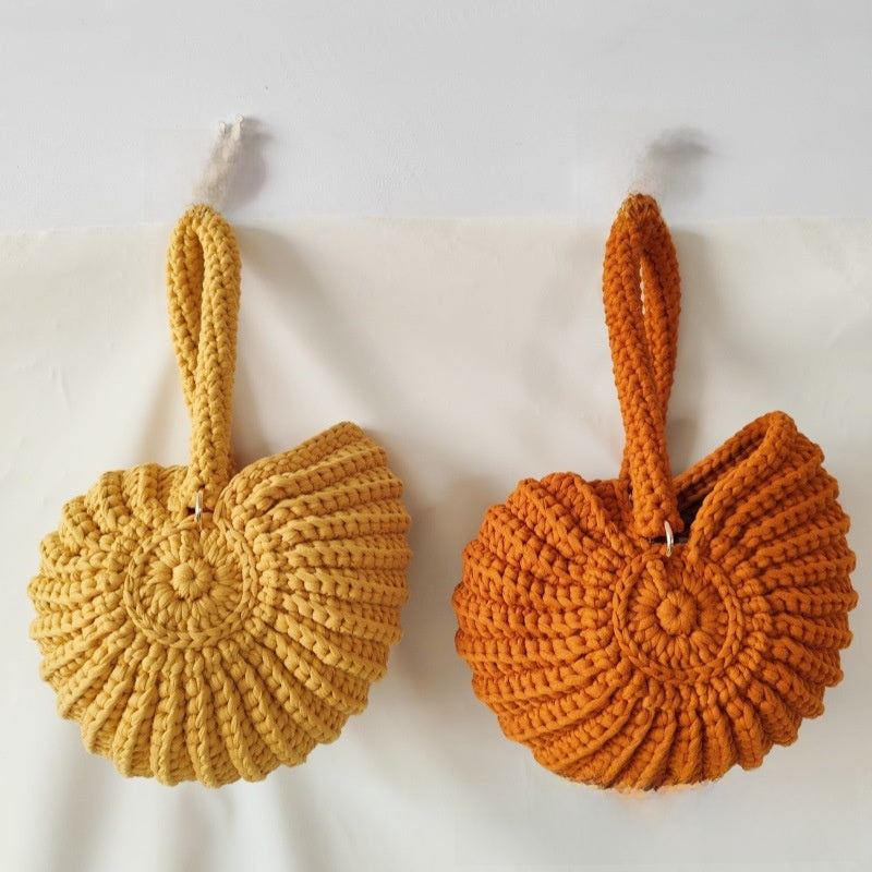 Handmade Woven Conch Shell Coin Purse | lifestyle in use scene