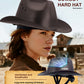 Brown cowboy hard hat side profile with SAFEBUILDER name and crown vents