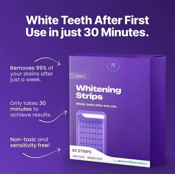 Purple Teeth Whitening Strips | detail close up
