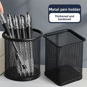 Black Metal Mesh Desktop and Wall Mounted Pen Holder