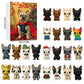 Gold advent calendar cover with a fawn French Bulldog in a red cape and twenty-four dog ornaments, Gold Red Cape cover