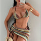 Triangle halter bikini top with neck and back ties