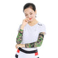 Cooling arm sleeves worn on the arms during an outdoor ride in sunlight