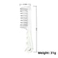 Transparent crystal massage comb measured at about 16 by 4.5 cm with a wavy handle and hang hole