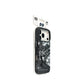 Magnetic hard shell iPhone case with an embossed skier art back and raised camera bezel