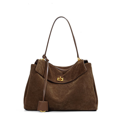 Genuine Leather Frosted Suede Tote | product on the move