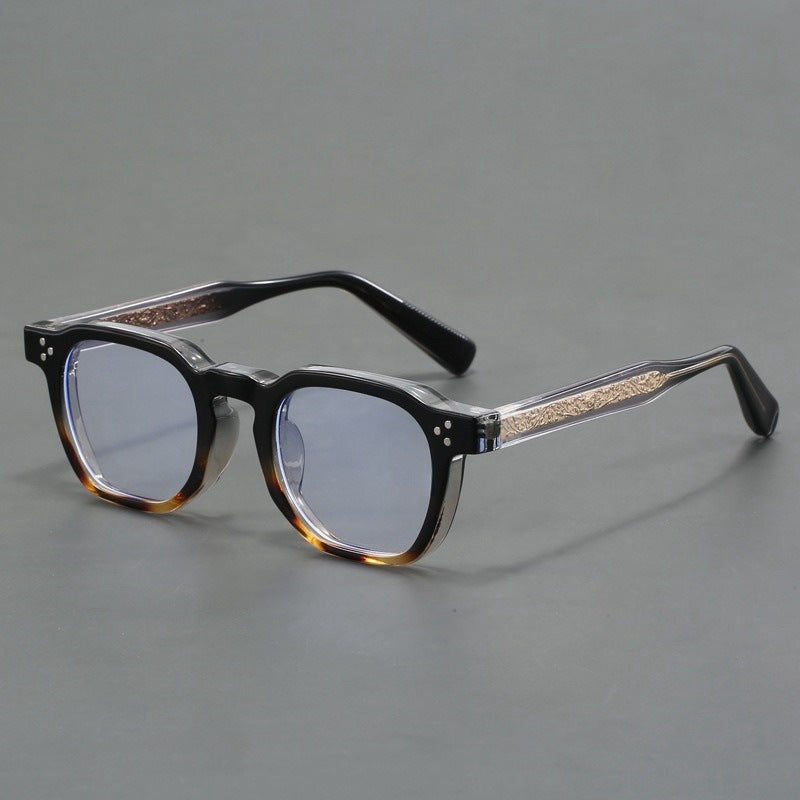 Retro blue light blocking glasses thick frame front view