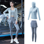 Side angle of the activewear set on the model at the gym