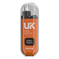 Orange nose hair trimmer shown upright with its clear cap and digital charge display