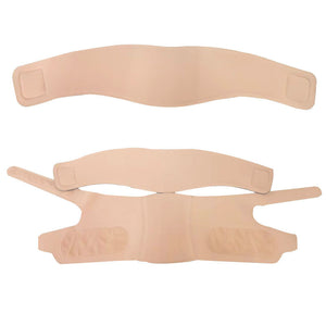 Skin tone maternity belly support belt shown flat with velcro straps