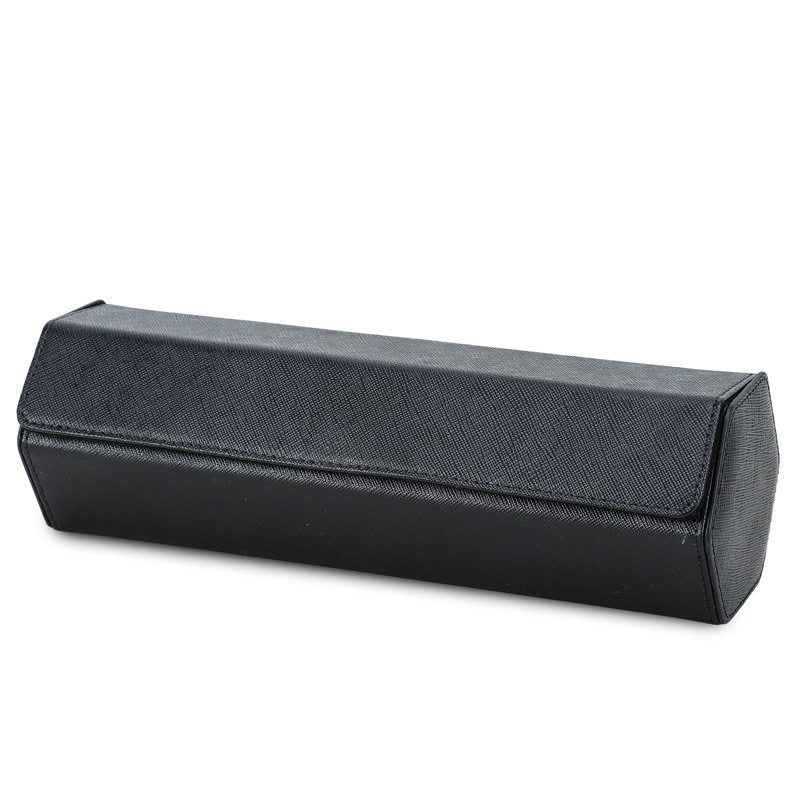 Quilted watch roll storage case side angle view