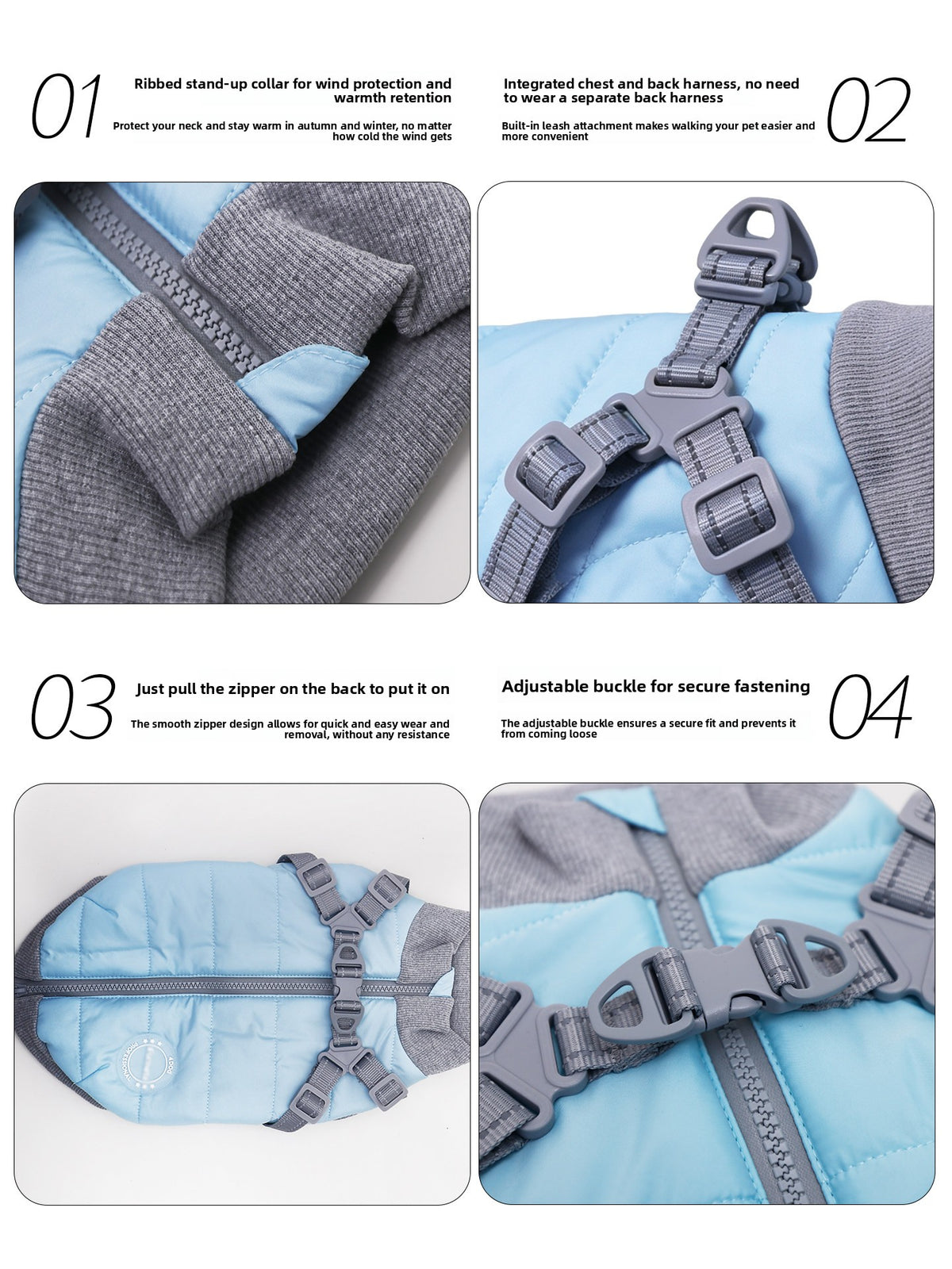 Small and medium-sized dog coats with added insulation for warmth
