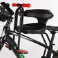 Front mount child bicycle seat viewed from the side mounted on a bicycle