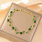 Zircon Gold Plated Leaf Design Bracelet | feature highlight macro shot