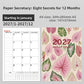 Taro Leaf Pink 2027 cover monthly planner notebook in A5