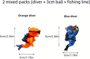 Lot De 2 Décorations Pour Aquarium – Jolies Figurines De Plongeur Flottantes | Parfait Pour Les Scènes D'Aquarium | Idéal Pour Une Atmosphère Aquatique Inoubliable Et Une Décoration D'Aquarium Ludique