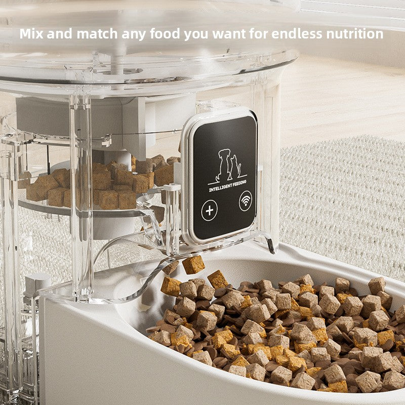 Hand setting meal schedule on the pet feeder control panel