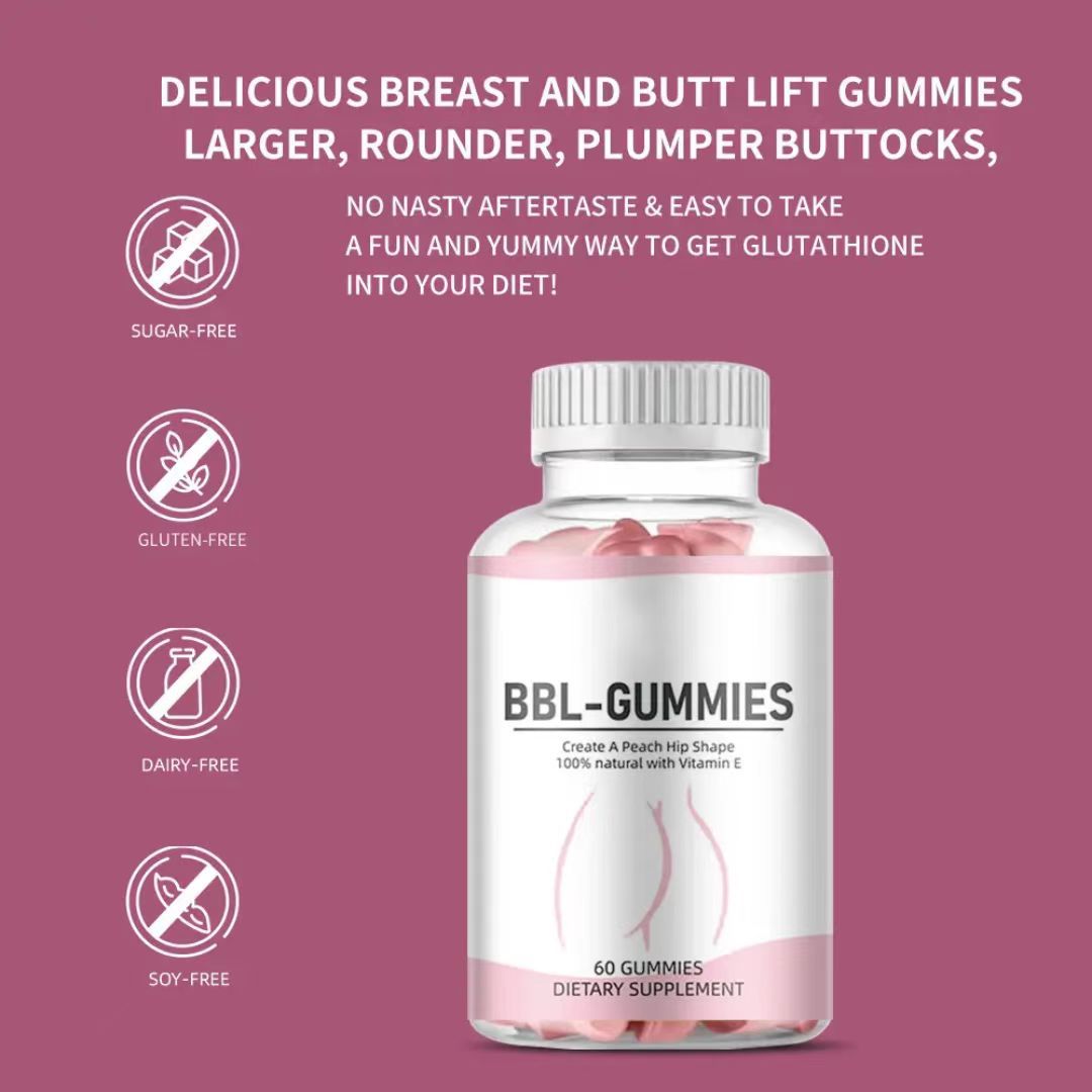 Butt Lift Chewable Gummies 220g jar on a counter as a daily supplement