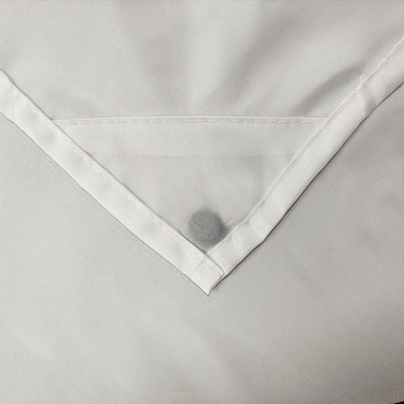Side angle of the double layer shower curtain showing its drape