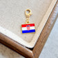 Croatia enamel country flag keychain charm on a gold tone lobster clasp for keys and bags