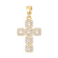 Cross pendant set with purple cubic zirconia on a delicate plated chain, studio shot