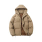 Hooded padded puffer jacket in off-white, cuff detail