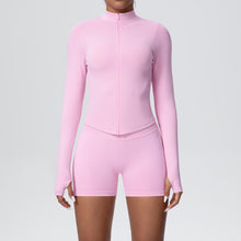 Womens Seamless Zip Jacket and Shorts Activewear Set