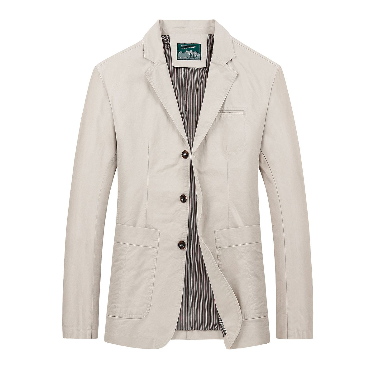 Off White cotton blazer jacket with three buttons, option photo for size 4XL