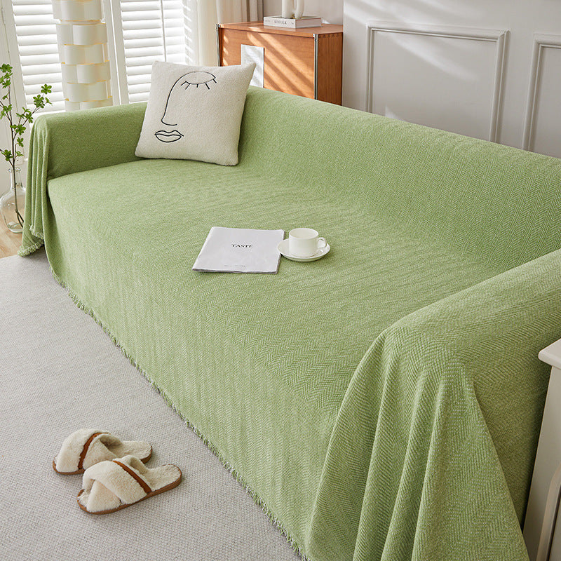 Solid Color Chenille Sofa Towel | in use scenario daily moment