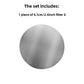 Woven stainless steel filter disc beside a perforated stainless steel filter disc