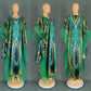 Green ground African print kaftan with sheer mesh oversleeves, Color 3 green option photo