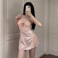 Lotus pink nightdress with lace bodice, bow, cross straps and sheer side panel, Lotus Pink Nightdress XL option