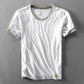 White washed slub cotton short sleeve tee with dropped raw hem, front flat lay, size XL