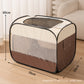 Brown pet drying box marked seventy by fifty by sixty centimeters in size