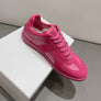 Leather Lace-Up Flat Sneakers